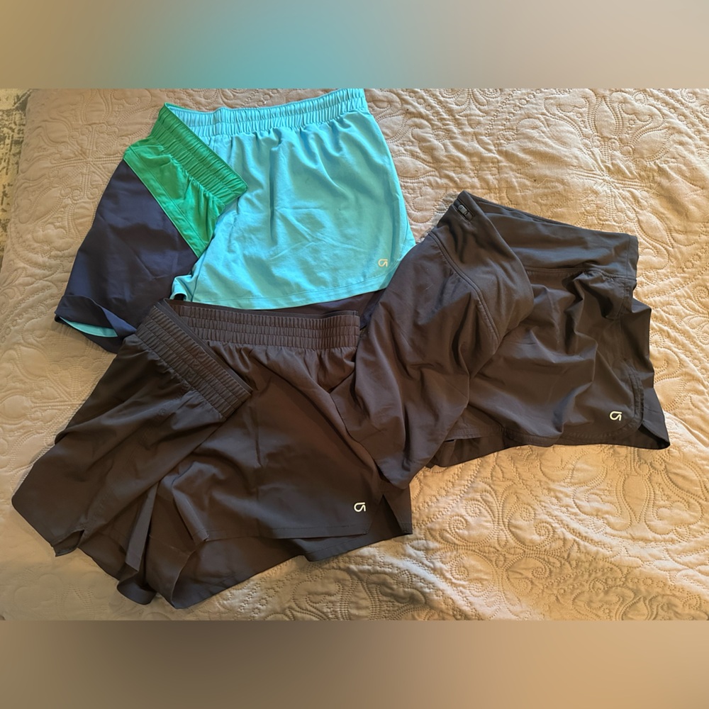 GapFit Lot: 3 Pairs Athletic Shorts Built-In Liner Pockets High Waist Size XL